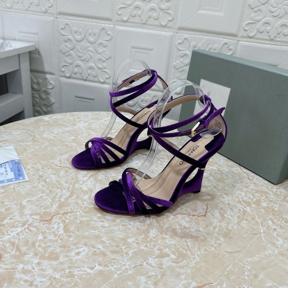 Tom Ford Purple Velvet Strappy Heels